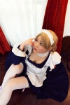 apron asazumi_yuumi blonde_hair choker cleavage cosplay dress garter_belt hairband holly maid maid_uniform thighhighs wataridori_ni_yadorigi_wo zettai_ryouiki rating:Safe score:0 user:nil!