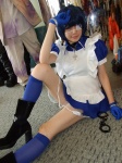 apron blue_hair boots cosplay eyepatch gloves handcuffs ikkitousen kneehighs maid maid_uniform namada ryomou_shimei rating:Safe score:0 user:nil!
