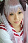 cosplay hairbows hiiragi_kagami lucky_star purple_hair sailor_uniform saya school_uniform twintails rating:Safe score:0 user:nil!
