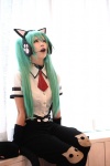 animal_ears aqua_hair blouse cat_ears cosplay ear_muffs hatsune_miku headset mittens project_diva ryuga suspenders tail tie trousers twintails vocaloid rating:Safe score:0 user:nil!