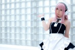 apron cosplay dress headphones maid maid_uniform nitro_super_sonic pink_hair rinrinko super_soniko rating:Safe score:0 user:nil!
