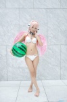 barefoot beach_ball bikini collar cosplay ikaros nakko nitro_super_sonic pink_hair sora_no_otoshimono swimsuit wings rating:Safe score:3 user:nil!