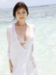 bikini_top cleavage determination dress hirata_yuka ocean open_clothes ponytail swimsuit wet rating:Safe score:1 user:nil!