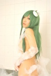 bathroom bathtub cosplay green_hair hanamura_misaki kochiya_sanae sideboob soap_suds touhou touhou_kinbauchou wet rating:Safe score:1 user:nil!