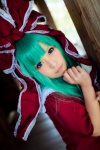 aqua_hair blouse cosplay hair_ribbons kagiyama_hina rumita touhou rating:Safe score:1 user:nil!