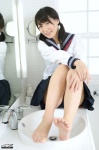 4k-star_271 barefoot bathroom matsushita_miho mirror one-piece_swimsuit pleated_skirt sailor_uniform school_uniform skirt swimsuit twintails rating:Safe score:2 user:nil!