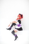 apron cosplay dress grey_legwear hairbow love_live!_school_idol_project maid maid_uniform nagiru nishikino_maki ponytail red_hair thighhighs zettai_ryouiki rating:Safe score:1 user:nil!