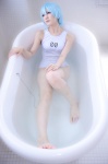 ayanami_rei barefoot bathroom bathtub blue_hair cosplay neon_genesis_evangelion one-piece_swimsuit ruka_(iv) swimsuit wet rating:Safe score:5 user:nil!