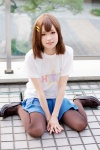 cosplay hair_clip hirasawa_yui kii_anzu k-on! pantyhose pleated_skirt skirt tshirt rating:Safe score:2 user:pixymisa