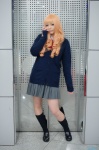 blonde_hair blouse cardigan cosplay kneesocks original pantyhose pleated_skirt rinto school_uniform skirt rating:Safe score:1 user:nil!
