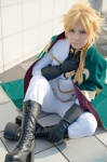 blazer blonde_hair boots cape code_geass cosplay crossplay elbow_gloves gino_weinberg gloves kunimasa trousers rating:Safe score:0 user:nil!