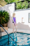 ahoge blonde_hair cosplay fate/series fate/stay_night king~earth~ mike one-piece_swimsuit ponytail pool saber swimsuit wet rating:Safe score:2 user:nil!