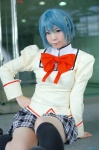 blouse blue_hair cosplay kneesocks kousaka_yun miki_sayaka pantyhose pleated_skirt puella_magi_madoka_magica school_uniform skirt rating:Safe score:2 user:nil!