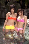 bikini bikini_top cleavage dgc_0125 onsen ponytail sano_natsume shorts swimsuit twintails wet yamamoto_saori rating:Safe score:1 user:nil!