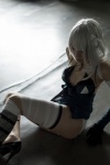 bandages braid chemise cleavage cosplay elbow_gloves gloves kaine lingerie nier panties ribbon_(set) usakichi white_hair rating:Safe score:0 user:nil!