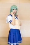 blouse bowtie cosplay green_eyes green_hair iwasaki_minami lucky_star mamo_(ii) pleated_skirt sailor_uniform school_uniform skirt rating:Safe score:0 user:pixymisa