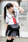 cosplay etude&eufonie miniskirt original plaid pleated_skirt school_uniform skirt sweater thighhighs tie tsukimiya_usagi twintails zettai_ryouiki rating:Safe score:0 user:nil!