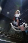 apron blouse cosplay hairband izayoi_sakuya maid maid_uniform mari_(ii) miniskirt silver_hair skirt thighhighs touhou twin_braids vest zettai_ryouiki rating:Safe score:3 user:nil!