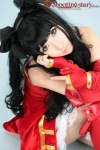 boots cosplay detached_sleeves dress fate/series fate/stay_night fingerless_gloves gloves hair_ribbons red_devil saku tohsaka_rin twintails rating:Safe score:1 user:nil!