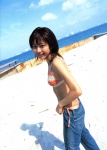 beach bikini jeans ocean open_clothes orihara_mika oririn's_heart side-tie_bikini swimsuit rating:Safe score:0 user:nil!