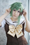 cosplay green_hair hairbow kokoa_shiroi sailor_uniform school_uniform shigure_asa shuffle! rating:Safe score:0 user:nil!
