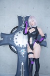 bodysuit boots castle_of_glass cosplay elbow_gloves fate/grand_order fate/series gloves mash_kyrielight pink_hair saku shield thigh_band thighhighs rating:Safe score:0 user:nil!