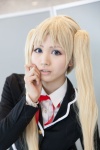 blazer blonde_hair blouse blue_eyes chuunibyou_demo_koi_ga_shitai! cosplay dekomori_sanae mokako ribbon_tie rating:Safe score:0 user:pixymisa