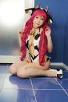 bell choker cleavage cosplay cow_horns garter igarashi_nao monokini one-piece_swimsuit red_hair sakurako swimsuit tail tandem_twin twintails rating:Safe score:1 user:nil!