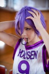 basketball_uniform cosplay crossplay kuroko_no_basuke mogeta murasakibara_atsushi purple_hair rating:Safe score:1 user:pixymisa