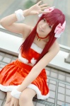 amane_(dream_c_club) choker cosplay croptop dream_c_club hairbow miniskirt pantyhose red_hair santa_costume shimizu_miki skirt rating:Safe score:1 user:nil!