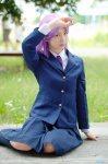 blazer blouse cosplay kajiki_yumi kneesocks pleated_skirt purple_hair saki_(manga) sayu school_uniform skirt tie rating:Safe score:1 user:nil!