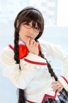akemi_homura akitsu_honoka blazer blouse bowtie cosplay glasses hairband miniskirt petticoat puella_magi_madoka_magica school_uniform skirt twin_braids rating:Safe score:0 user:pixymisa