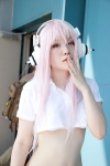 cosplay croptop headphones hiiragi_yukino nitro_super_sonic pink_hair super_soniko rating:Safe score:0 user:pixymisa
