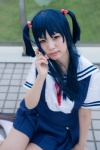 blouse blue_hair clannad cosplay hair_ties hiiragi_haruka ichinose_kotomi jumper kneehighs ribbon_tie twintails rating:Safe score:0 user:pixymisa