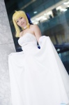 ahoge blonde_hair choker cosplay dress dress_lift elbow_gloves fate/series fate/stay_night gloves hairbow nanohanana saber rating:Safe score:0 user:nil!
