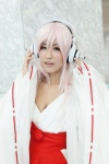 cleavage cosplay hakama_skirt headphones kimono miko mya-ko nitro_super_sonic pink_hair super_soniko rating:Safe score:0 user:pixymisa