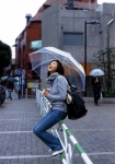 bag darn_tarn hoodie hoshino_aki jeans rain umbrella rating:Safe score:1 user:nil!