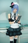 apron blue_hair cosplay crossplay hairband maid maid_uniform miniskirt otoko_no_ko_wa_meido_fuku_ga_osuki!? skirt sleeveless_blouse tatsuki_(ii) thighhighs vest yuki_(otosuki) zettai_ryouiki rating:Safe score:2 user:nil!