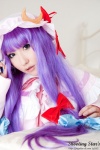 bed cosplay dress hat patchouli_knowledge purple_hair robe saku sweet_garden touhou rating:Safe score:0 user:nil!