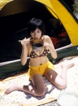barefoot bikini_top cleavage kosaka_yuka mouth_hold ns_eyes_310 shorts swimsuit tent rating:Safe score:1 user:nil!