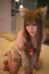 animal_ears bed blouse cosplay horo narumi_lain spice_and_wolf wolf_ears wolf's_garden rating:Safe score:1 user:nil!