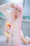 choker cosplay heterochromia k neko_(k) pantyhose pink_hair seri sheer_legwear sweater rating:Safe score:0 user:nil!