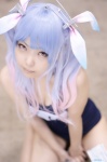 asami_(iii) blue_hair cleavage cosplay hairbows i-19_(kantai_collection) kantai_collection pantyhose school_swimsuit sheer_legwear swimsuit twintails rating:Safe score:0 user:nil!