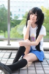cosplay kneesocks k-on! nakano_azusa nepachi pleated_skirt school_uniform skirt tshirt twintails rating:Safe score:1 user:nil!