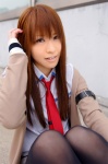 blouse cardigan cosplay makise_kurisu pantyhose shirota_mizu shorts steins;gate tie rating:Safe score:1 user:pixymisa