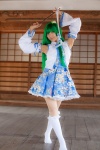 cosplay detached_sleeves gohei green_hair kochiya_sanae lenfried miniskirt skirt socks touhou rating:Safe score:0 user:nil!