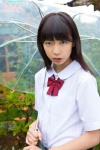 blouse makihara_ayu pleated_skirt rain school_uniform skirt umbrella rating:Safe score:1 user:nil!