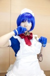 apron blue_hair bowtie choker cosplay dress eyepatch hairband handcuffs ikkitousen maid maid_uniform ryomou_shimei sakura_ryuu rating:Safe score:0 user:pixymisa