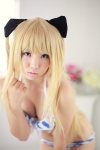 bikini blonde_hair cleavage cosplay enako golden_darkness hairbows swimsuit to_love-ru twintails rating:Safe score:4 user:nil!