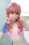 bikini cosplay hair_clips pantyhose pink_hair ran_(urusei_yatsura) swimsuit urusei_yatsura yomomi rating:Safe score:0 user:nil!